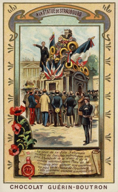 Na Estátua de Estrasburgo, Place de la Concorde, Paris (chromolitho) de French School