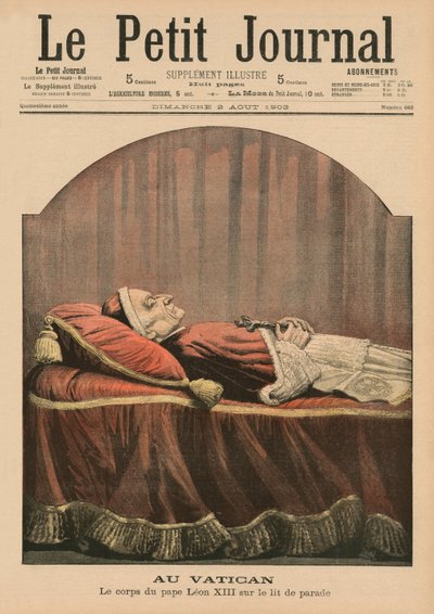 No Vaticano, Papa Leão XIII no estado, ilustração da capa do &39;Le Petit Journal&39;, suplemento ilustre, 2 de agosto de 1903 de French School