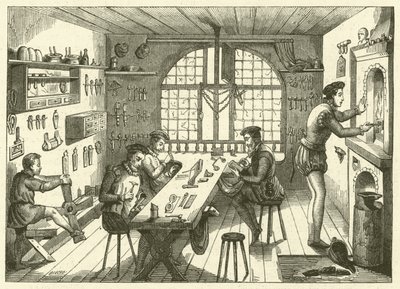 Oficina de Etienne de Laulne, conhecida como Stephanus, ourivesaria do século XVI (gravura) de French School