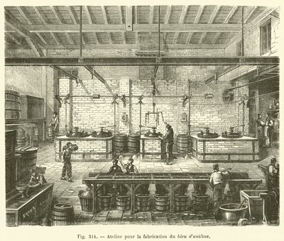 Oficina para a produção de anilina azul (gravura) de French School