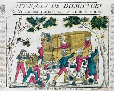 Ataque à diligência de Paris a Lyon em 25 de julho de 1822 de French School