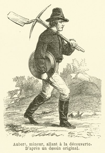Aubert, mineiro, indo à descoberta (gravura) de French School