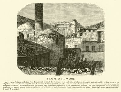 Augusteum, Templo de Augusto e Roma, Ancara, Turquia (gravura) de French School