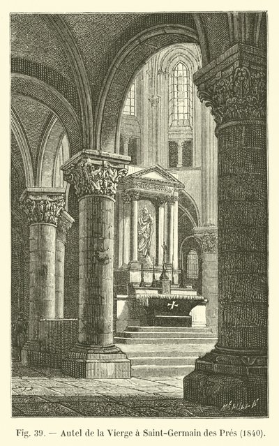 Altar da Virgem em Saint Germain des Pres, 1840 de French School
