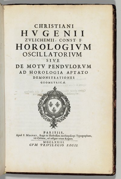 Cópia anotada do próprio autor da curva ou do movimento da geometria do pêndulo, presumivelmente por Christiaan Huygens (1629-95), Paris: F. Muguet de French School