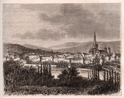 Autun - departamento de Saone-et-Loire - gravura em "La France illustree: geographie, histoire, administration statistique" de V.A. Malt-Brown. 1884 de French School