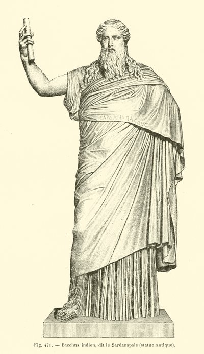 Baco indiano, conhecido como o Sardanapalus (gravura) de French School