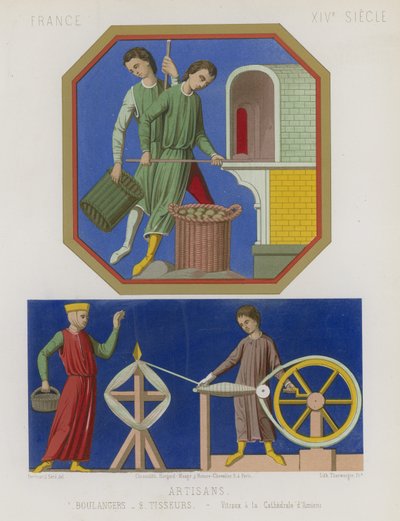 Padeiros e tecelões das janelas da Catedral de Amiens de French School
