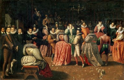 Bola no Tribunal do Rei Henrique III da França, ou Baile do Duque de Alençon, 2ª metade do século XVI (painel) de French School