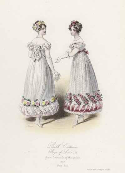 Trajes de bola, reinado de Louis XVIII de French School
