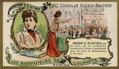 Baronesa Bertha von Suttner, romancista e pacifista austríaca (chromolitho) de French School