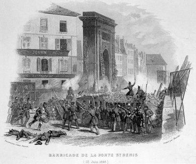 Barricada da Porte Saint Denis (23 de Junho de 1848) - em "Fasttes de Gardes nationales de France de French School