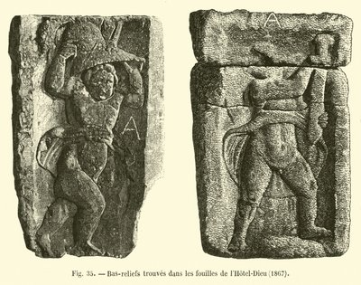 Baixos-relevos encontrados nas escavações do Hotel-Dieu, 1867 de French School