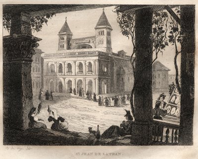 Basílica de San Giovanni Laterano, Roma - São João de Latrão - Gravura de "Pitoresca Itália" - Pintura Histórica e Descritiva da Itália" de M. de Norvins, Ch. Nodier 1834-1836. de French School
