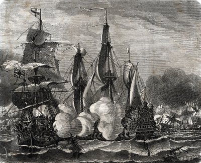 "Battle of Bantry Bay naval engagement fight on 11 May 1689, a week before the declaration of the Nine Years