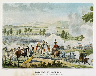 Batalha de Marengo (Piemont - Itália) em 14 de junho de 1800, durante a qual Bonaparte conquistou a vitória sobre os austríacos. de French School
