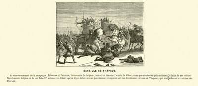 Batalha de Tapsus, Norte de África, Guerra Civil de César, 46 AC (gravura) de French School