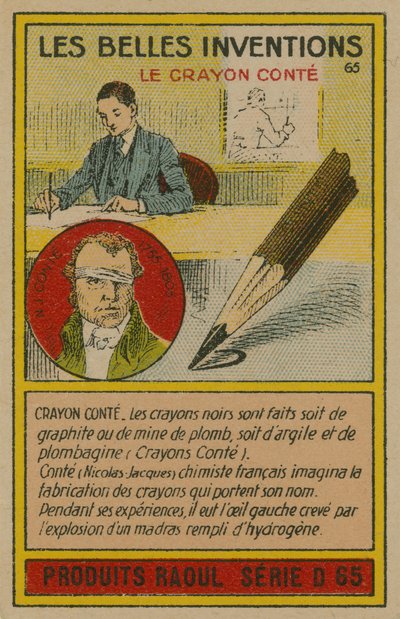 Cartão bonito das invenções, pastel de Conte de French School