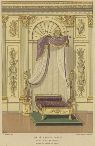 Cama de Napoleão Bonaparte quando primeiro cônsul, palácio de Compiegne, França de French School