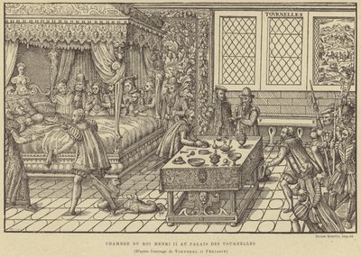 Bedchamber do rei Henrique II da França, Palais des Tournelles, Paris, do século 16 de French School