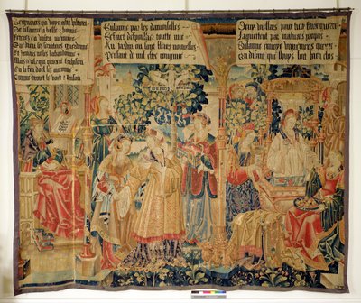 Benigne de Cirey e Susanna Bathing, painel da história da Susanna à esquerda de French School