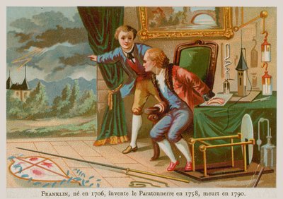 Benjamin Franklin, inventor do pára-raios e um dos fundadores dos Estados Unidos (1706-1790) de French School