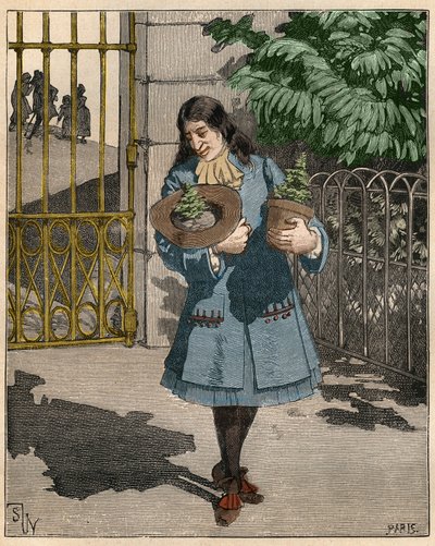 Bernard de Jussieu (1699-1777), botânico francês que trouxe dois cedros do Líbano da Inglaterra em 1734. Gravura de 1885 em "Les arts et metiers illustres" de Adolphe BITARD. de French School