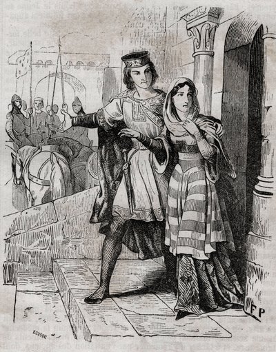 Bertrade de Montfort (1070-1117) Rainha de França com Filipe I Rei de França - - in "Histoire de France" de Anquetil. Século XIX. de French School