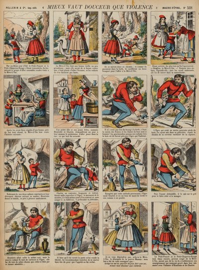Melhor doçura do que violência (gravura colorida) de French School