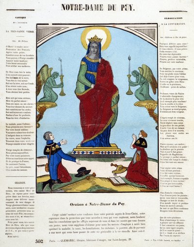 Virgem Negra: Oraison in Notre-Dame du Puy - imagem de Epinal, n.d. de French School