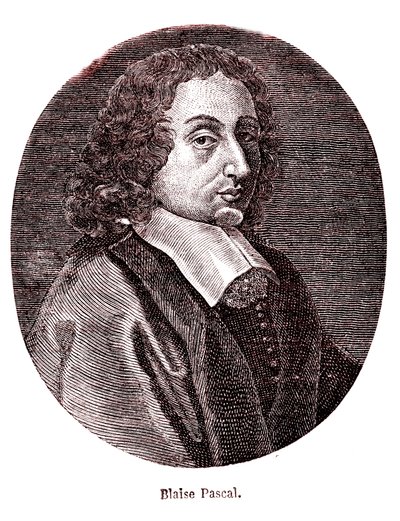 Blaise Pascal, matemático, filósofo, físico e teólogo francês. 1865 (gravura) de French School
