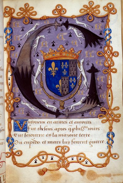 Blazon da Rainha Claude de França (1499-1524), esposa de François I. Miniatura de um manuscrito do século XVI. Chantilly, Museu Conde de French School