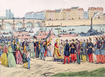 Bênção das bandeiras em Paris antes da partida dos colonos para a Argélia em 1843, 1935 de French School