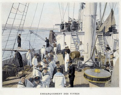 Embarque de alimentos - em "Album militaire - Marine: La vie à bord" de French School
