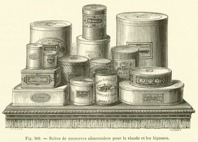 Alimentos enlatados para carne e legumes de French School