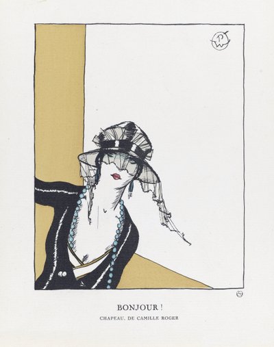Bonjour, pub. 1921 (impressão a estêncil) de French School