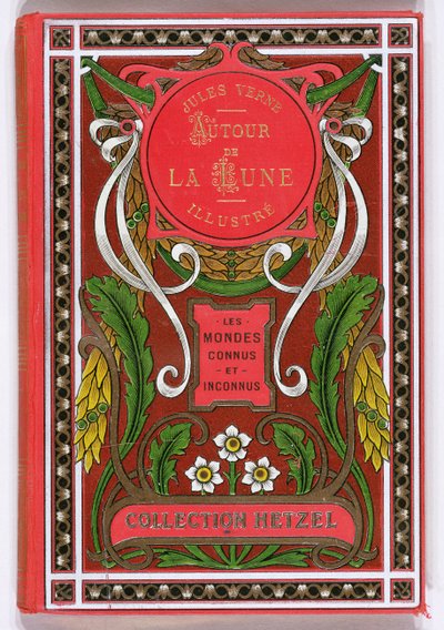 Capa de livro de Around the Moon, de Jules Verne (1828-1905), edições Hetzel, final do século XIX de French School