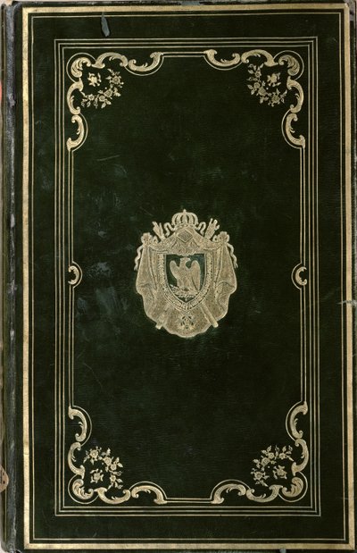 Encadernação de livros com o brasão de Napoleão Bonaparte (1769-1821) (couro verde e ouro) de French School