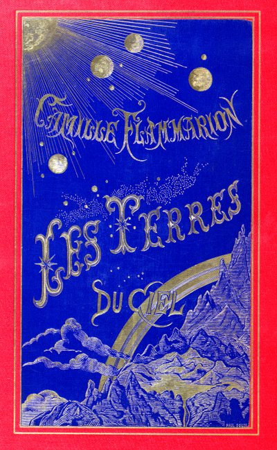 Capa do livro As Terras do Céu escrita por Camille Flammarion (1842-1925) 1877 (couro) de French School