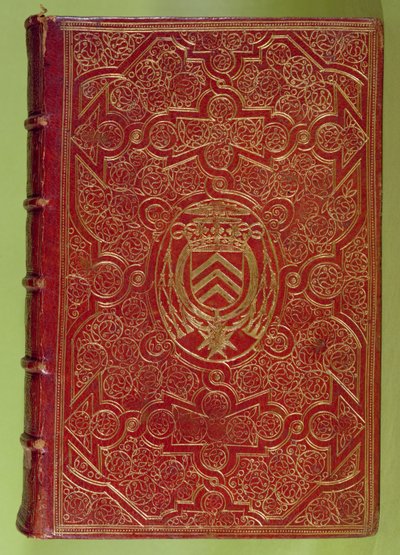 Capa de livro com o brasão de armas de Armand-Jean du Plessis, Cardeal Richelieu (1585-1642) (couro vermelho e ouro) de French School
