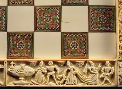 Fronteira de um tabuleiro de xadrez que retrata a vida cortês, 1415 de French School