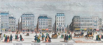 Boulevard Poissonniere - Rue Saint Barbe - Rue Saint Etienne - Rue notre dame de Reouvrance - Rue Poissonniere - Gravado em "Tableau-de-Paris" por Edmond Texier 1852 de French School