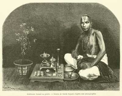 Brahman orando (gravura) de French School