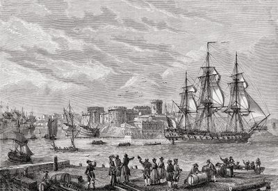 Brest em 1791, gravado por Breton, de "História da Revolução Francesa" por Louis Blanc (1811-82) de French School