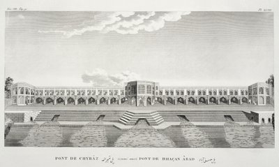 Ponte de Shiraz, Isfahan, de Travels of Chevelier Chardin na Pérsia e em Other Places of East, de Jean Chardin (1643-1713), publicado em 1811 de French School