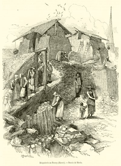 Brickworks in Perrey, Havre (gravura) de French School