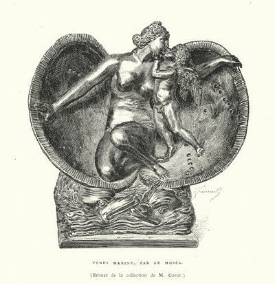 Bronze representando o Nascimento de Vénus, de Le Mosca (gravura) de French School