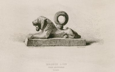 Leão de bronze, de Khorsabad, Louvre (gravura) de French School