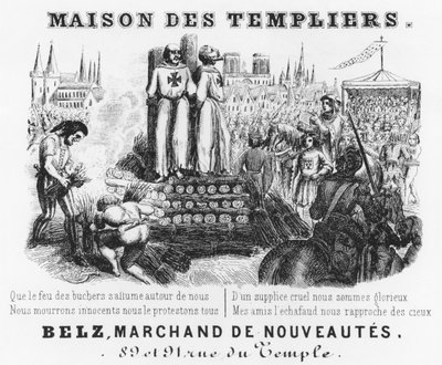 Queima dos Templários, rubrica da conta de uma loja de drapers, Maison des Templiers, Belz, rue du Temple, Paris, c.1840 de French School