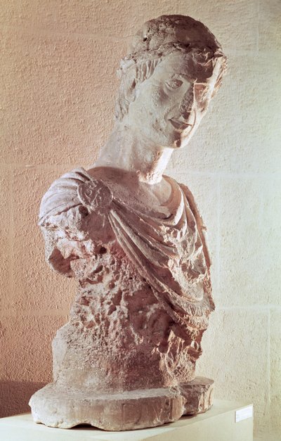 Busto do Imperador Frederico II (1194-1250) (calcário) de French School